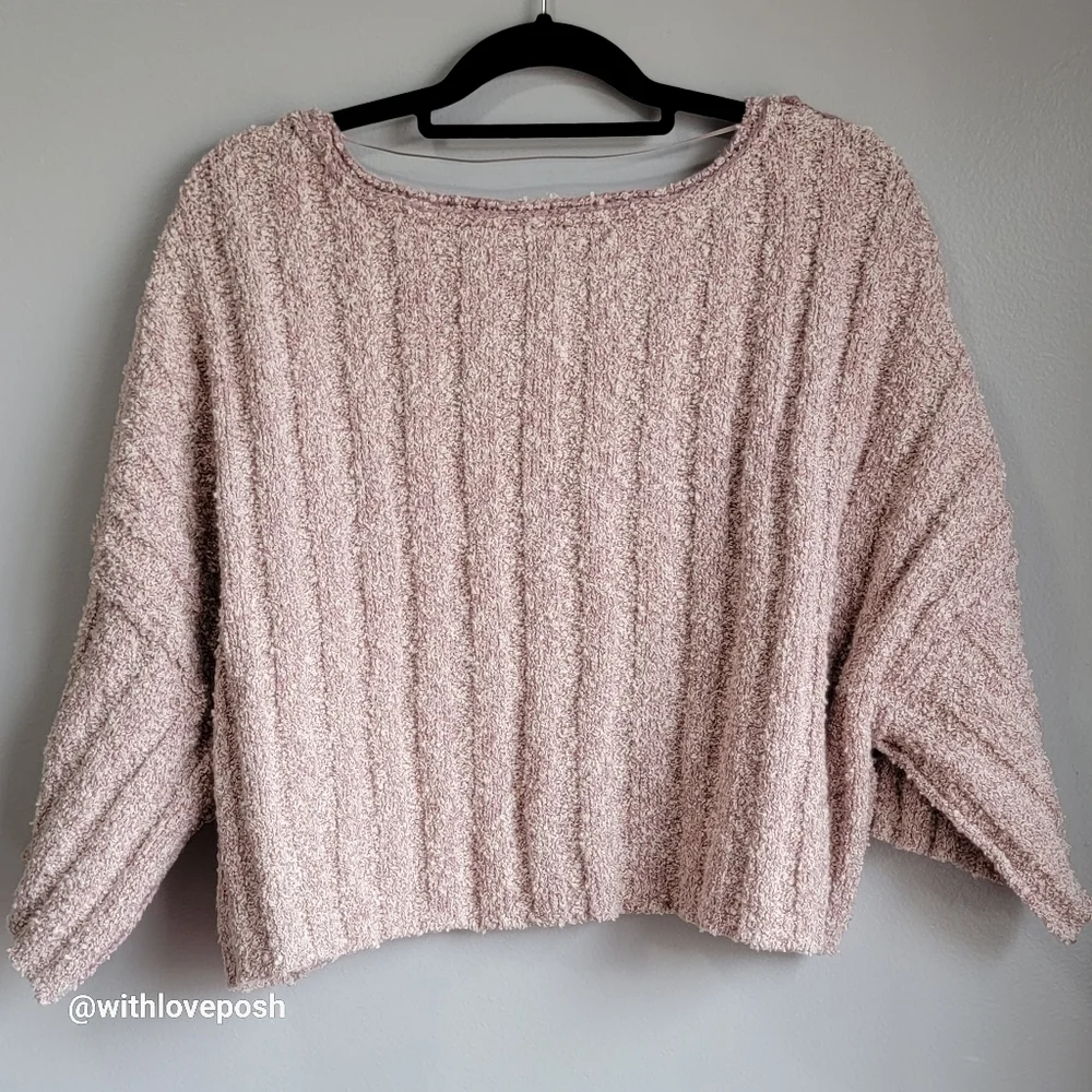 FREE PEOPLE pink knit oversized sweater top  XS